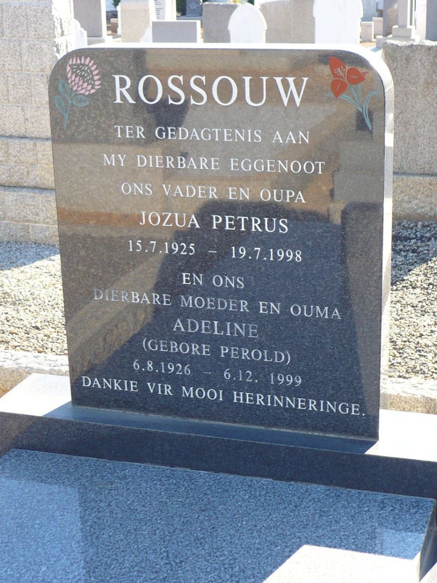 ROSSOUW Jozua Petrus 1925-1998 &amp; Adeline PEROLD 1926-1999