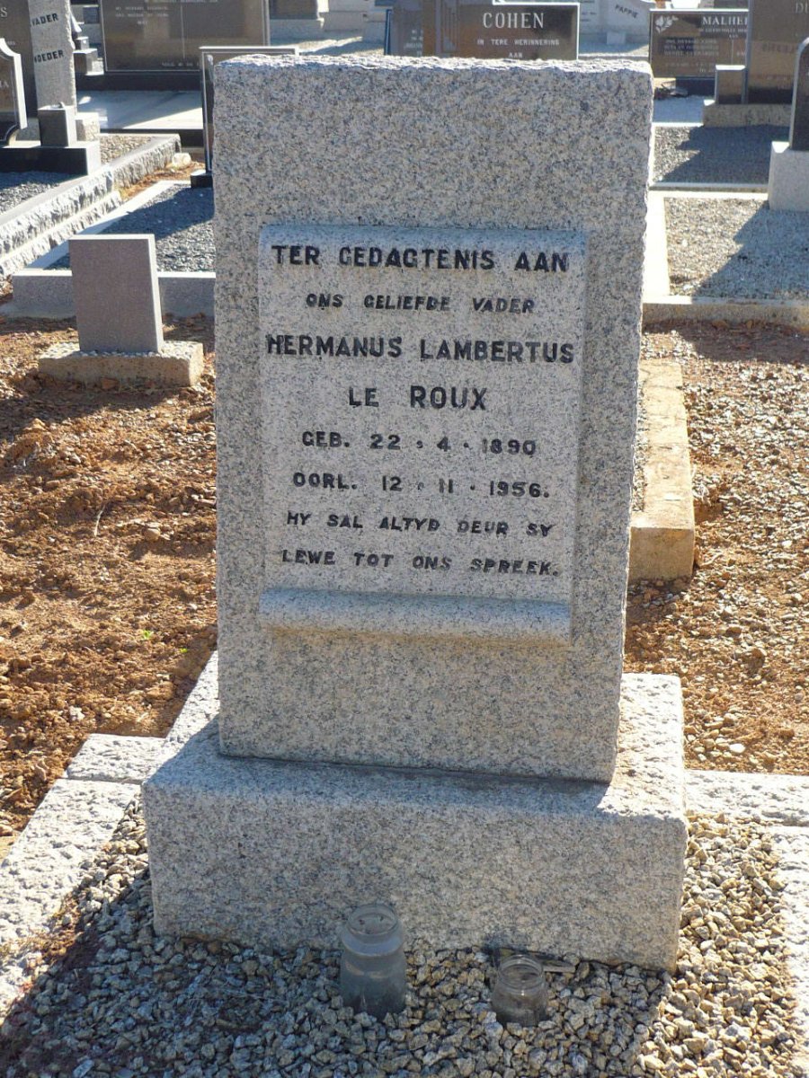 ROUX Hermanus Lambertus, le 1890-1956
