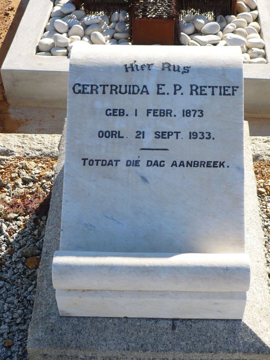 RETIEF Gertruida E.P. 1873-1933