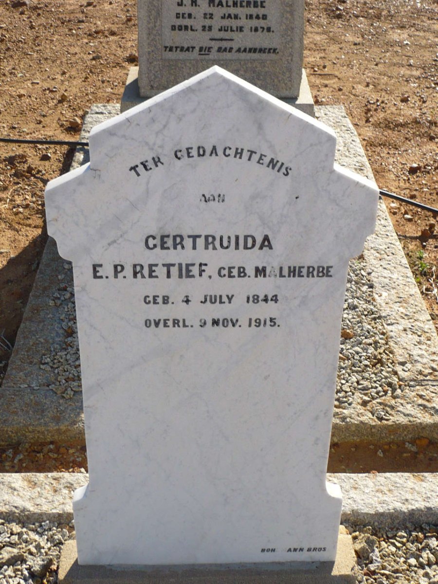 RETIEF Gertruida E. P. nee MALHERBE 1844-1915