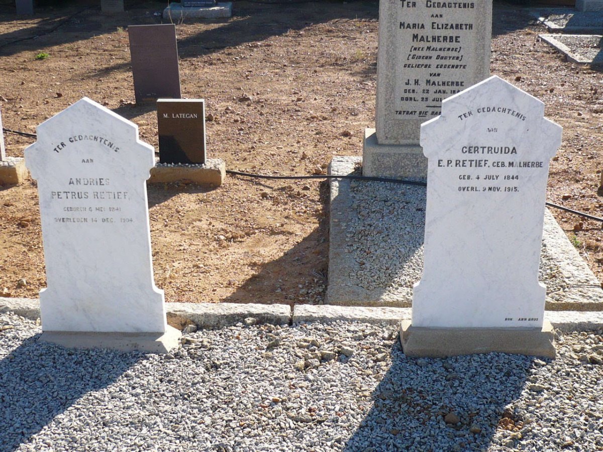 RETIEF Andries Petrus 1841-1904 &amp; Gertruida E. P. MALHERBE 1844-1915