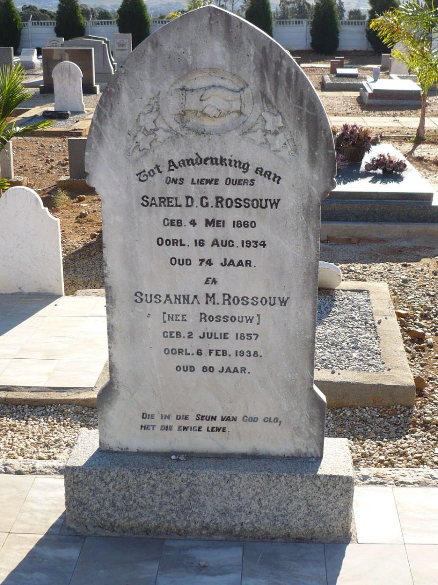 ROSSOUW Sarel D.G. 1860-1934 &amp; Susanna M. ROSSOUW 1857-1938