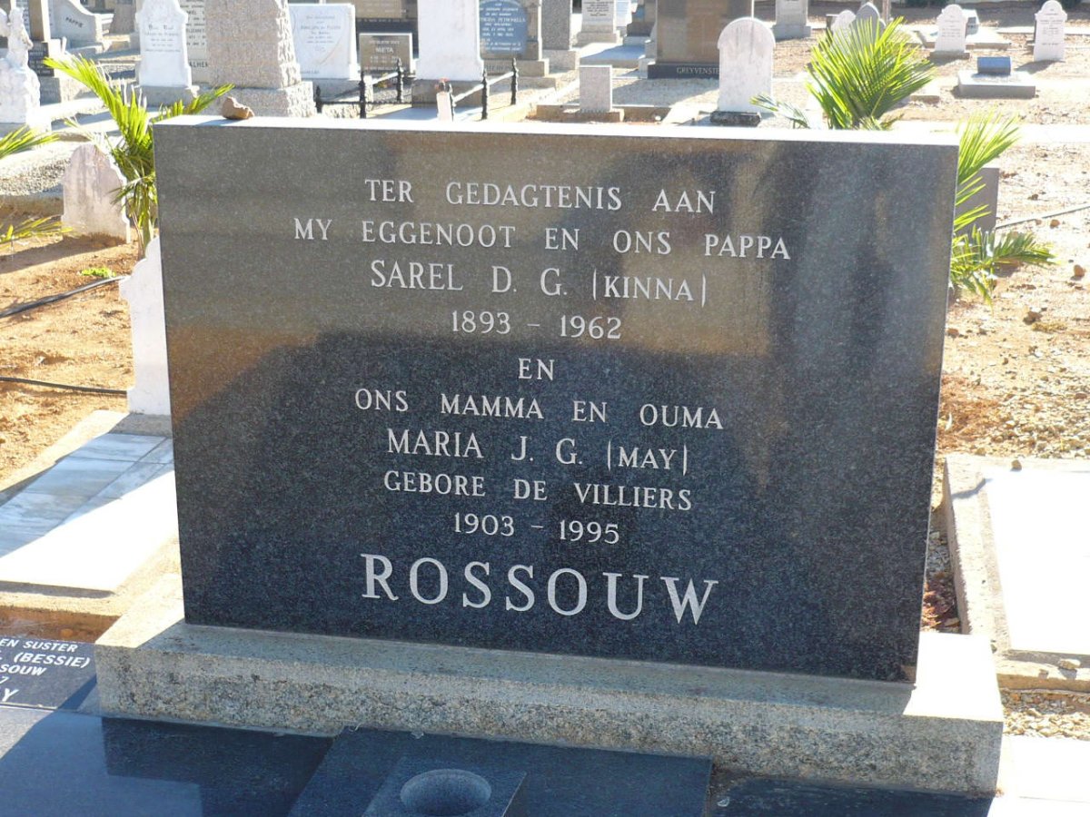 ROSSOUW Sarel D.G. 1893-1962 &amp; Maria J.G. DE VILLIERS 1903-1995