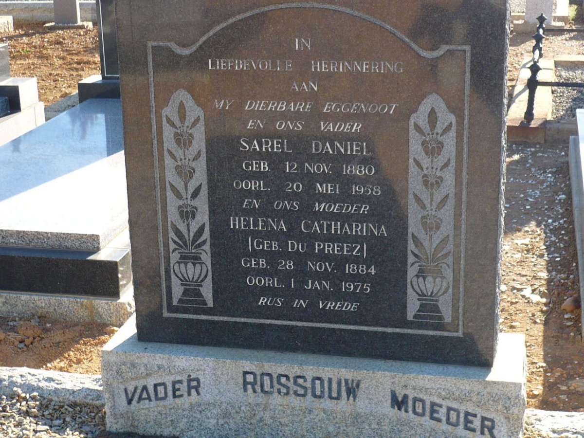 ROSSOUW Sarel Daniel 1880-1958 &amp; Helena Catharina DU PREEZ 1884-1975
