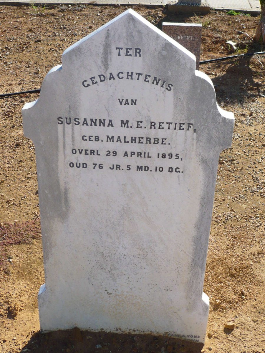 RETIEF Susanna M.E. nee MALHERBE -1895