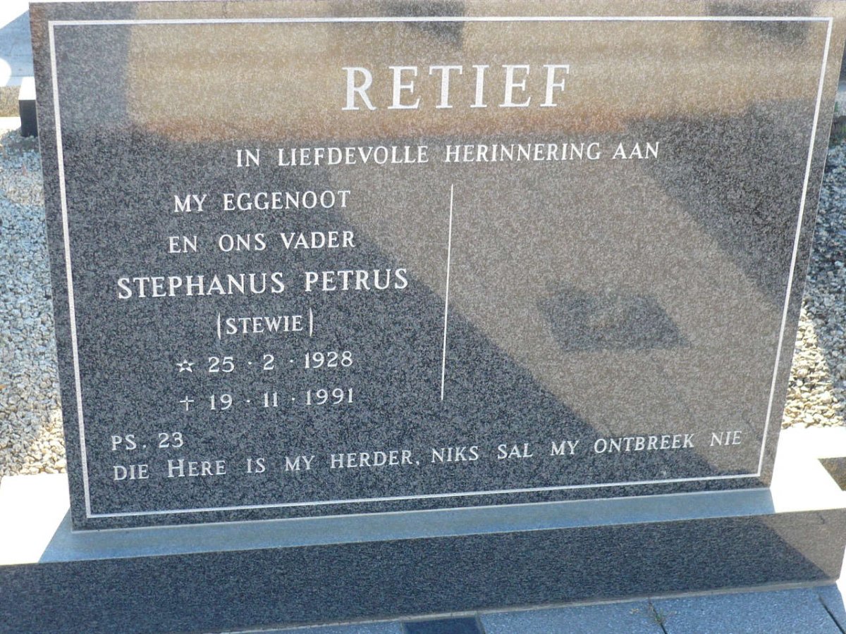 RETIEF Stephanus Petrus 1928-1991