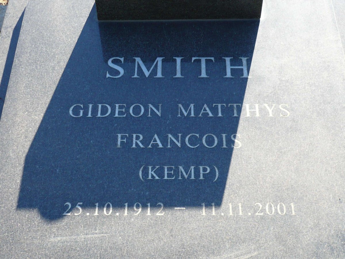 SMITH Gideon Matthys Francois 1912-2001