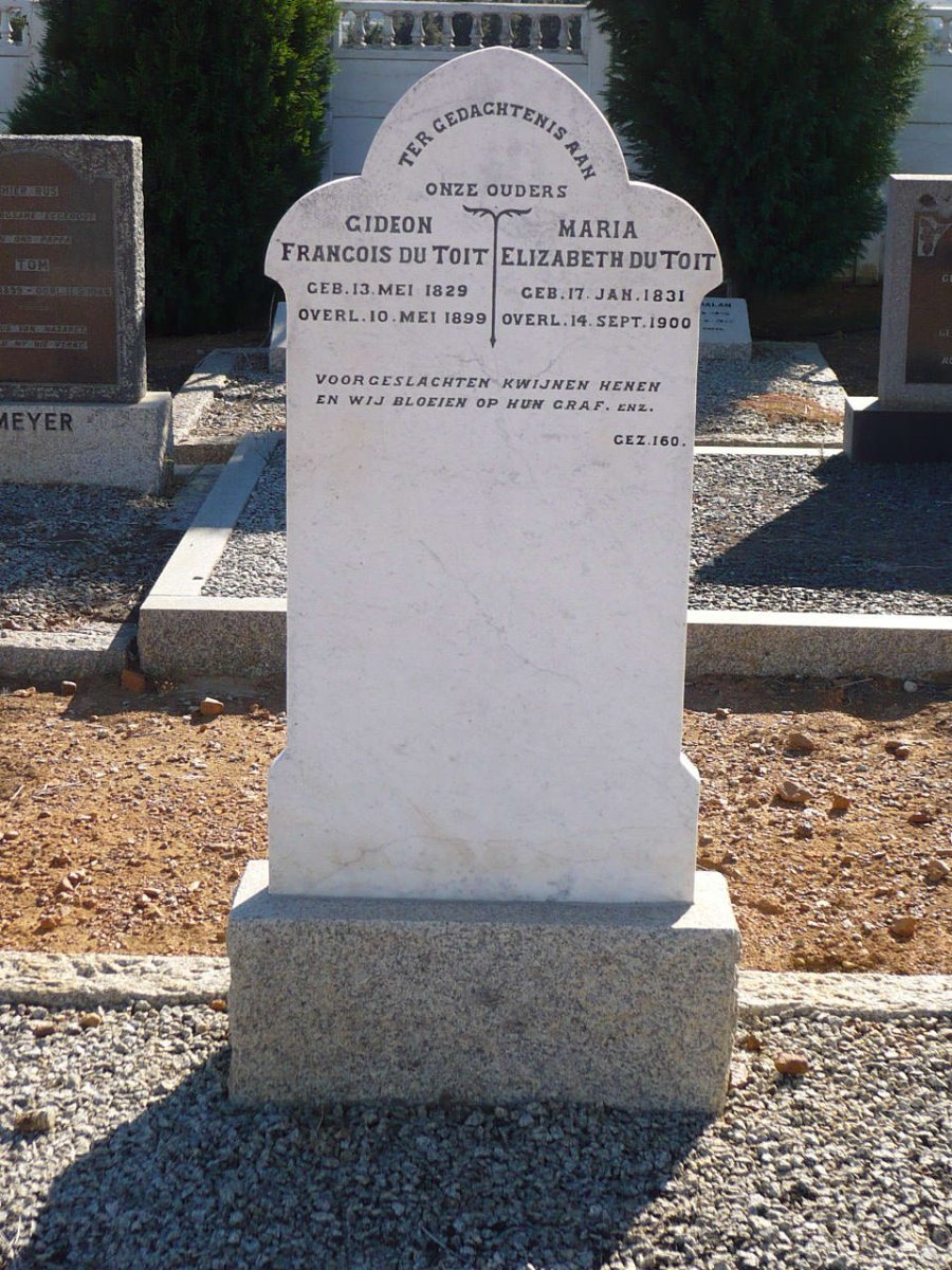 TOIT Gideon Francois, du 1829-1899 &amp; Maria Elizabeth 1831-1900