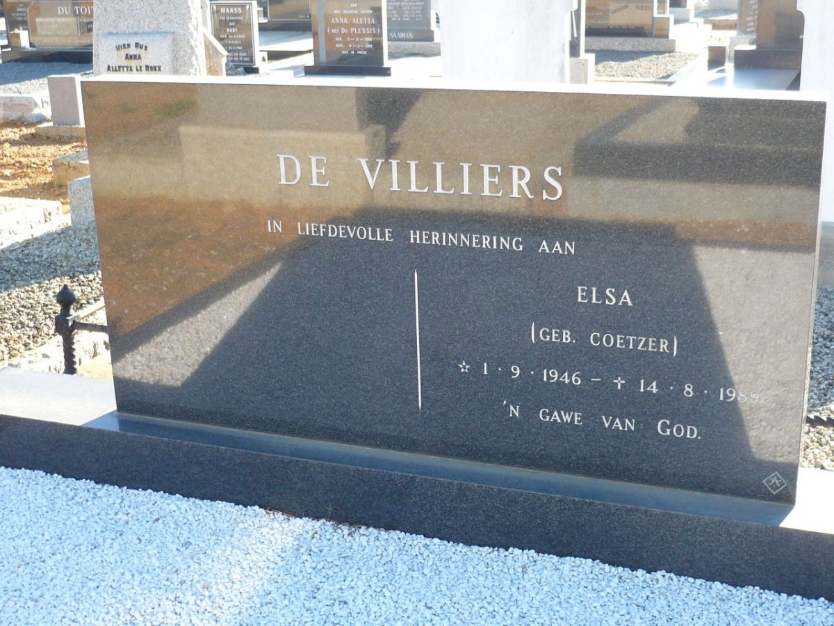 VILLIERS Elsa, de nee COETZER 1946-1989