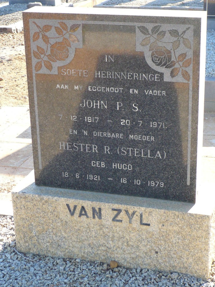 ZYL John P.S., van 1917-1971 &amp; Hester R. HUGO 1921-1979