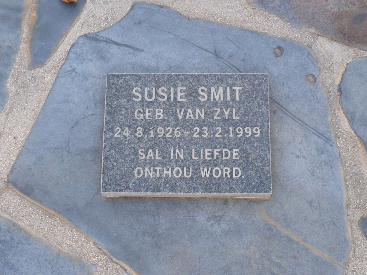 SMIT Susie nee VAN ZYL 1926-1999