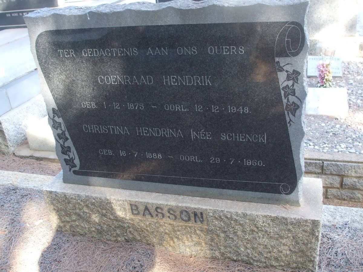 BASSON Coenraad Hendrik 1875-1948 &amp; Christina Hendrina SCHENCK 1888-1950