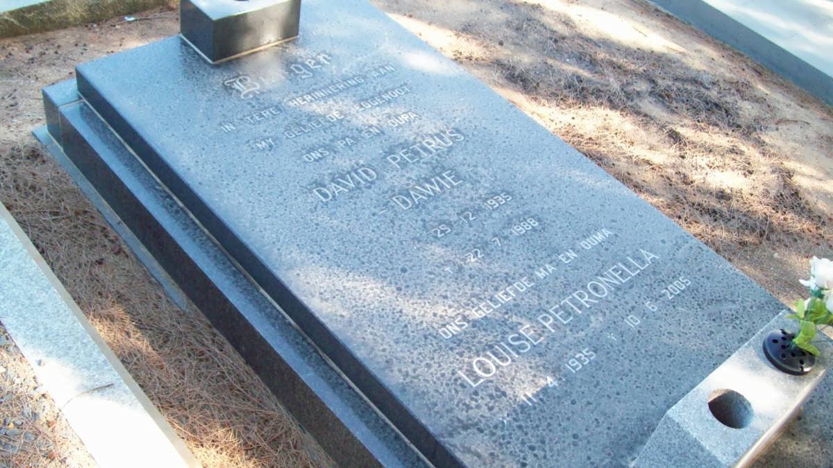BURGER David Petrus 1935-1988 &amp; Louise Petronella 1935-2005