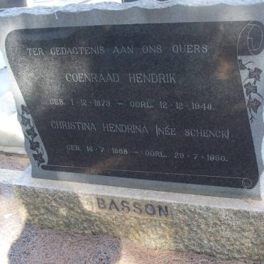BASSON Coenraad Hendrik 1875-1948 &amp; Christina Hendrina SCHENCK 1888-1950
