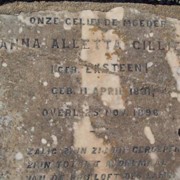 CILLIERS Anna Alletta nee EKSTEEN 1831-1896