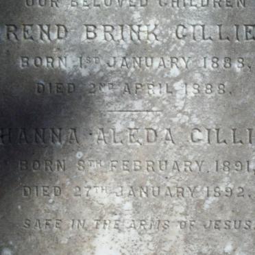CILLIERS Arend Brink 1888-1888 :: CILLIERS Johanna Aleda 1891-1892