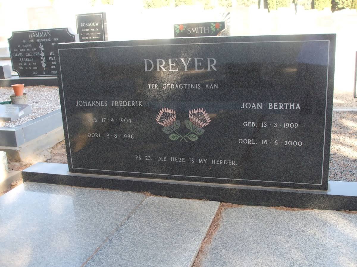 DREYER Johannes Frederik 1904-1986 &amp; Joan Bertha 1909-2000