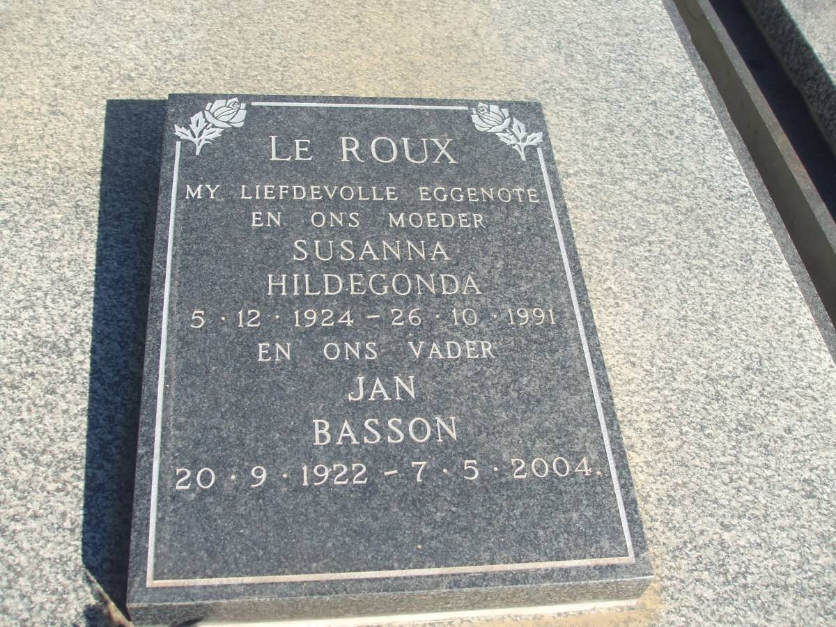 ROUX Jan Basson, le 1922-2004 &amp; Susanna Hildegonda 1924-1991