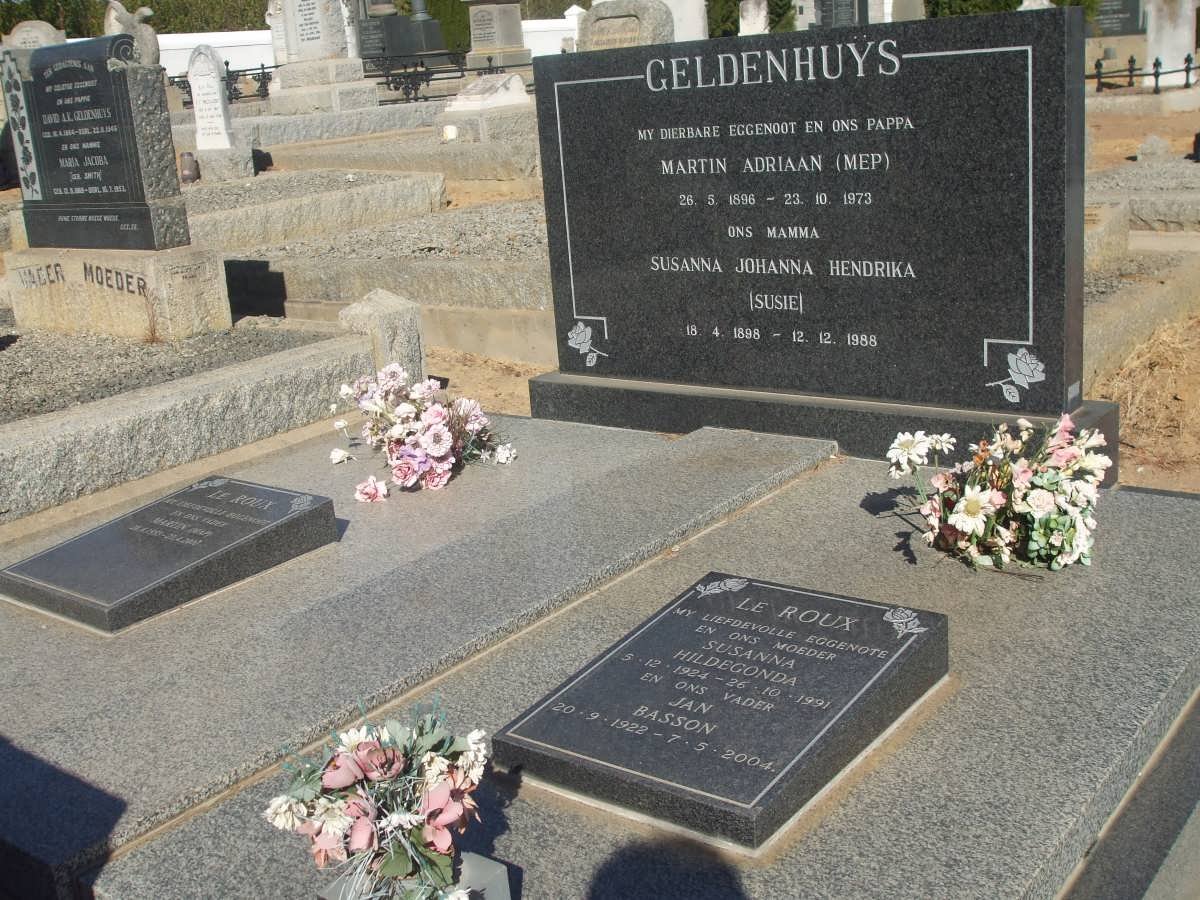 GELDENHUYS Martin Adriaan 1896-1973 &amp; Susanna Johanna Hendrina 1898-1988