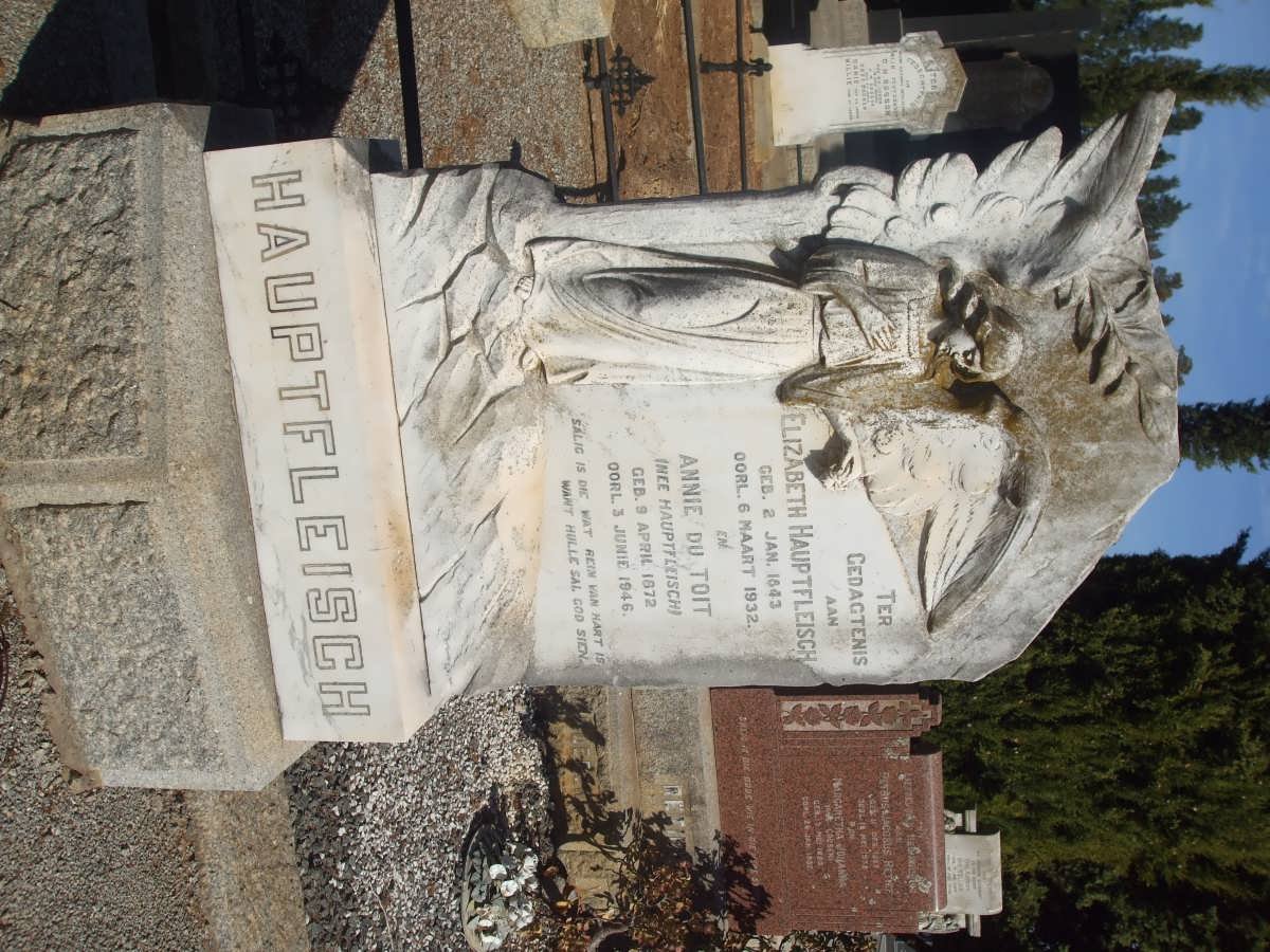 HAUPTFLEISCH Elizabeth 1843-1932 :: DU TOIT Annie nee HAUPTFLEISCH 1872-1946