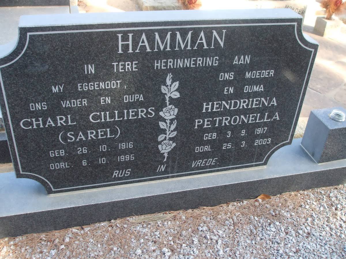 HAMMAN Charl Cilliers 1916-195 &amp; Hendrina Petronella 1917-2003