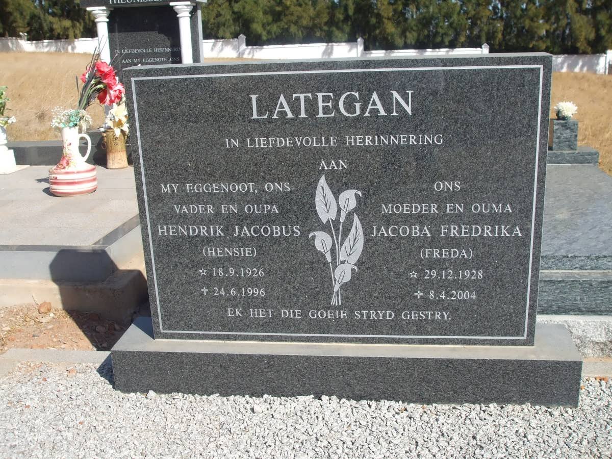 LATEGAN Hendrik Jacobus 1926-1996 &amp; Jacoba Frederika 1928-2004
