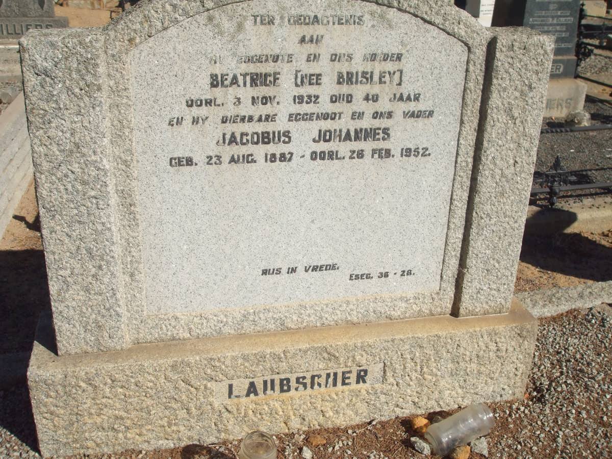 LAUBSCHER Jacobus Johannes 1887-1952 &amp; Beatrice BRISLEY -1932
