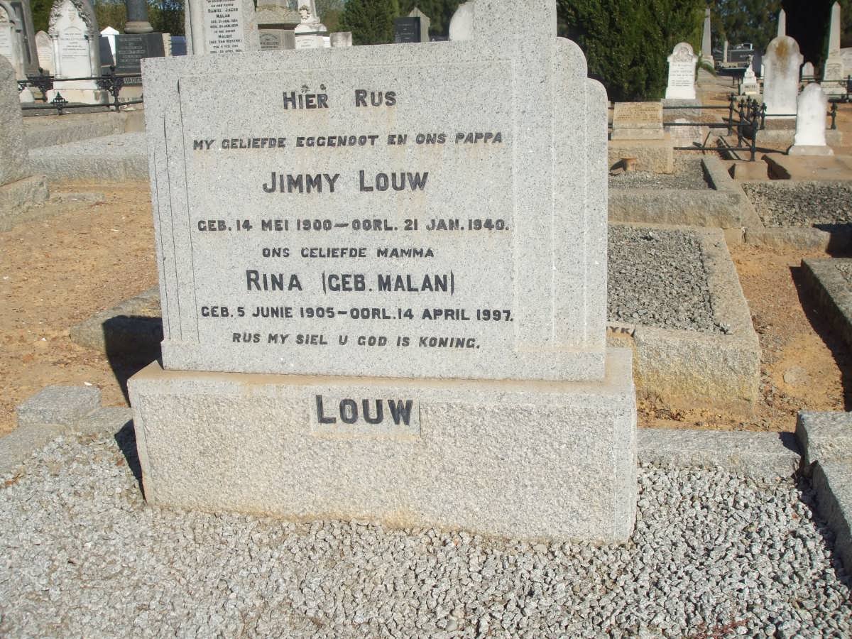 LOUW Jimmy 1900-1940 &amp; Rina MALAN 1905-1997