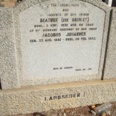 LAUBSCHER Jacobus Johannes 1887-1952 &amp; Beatrice BRISLEY -1932