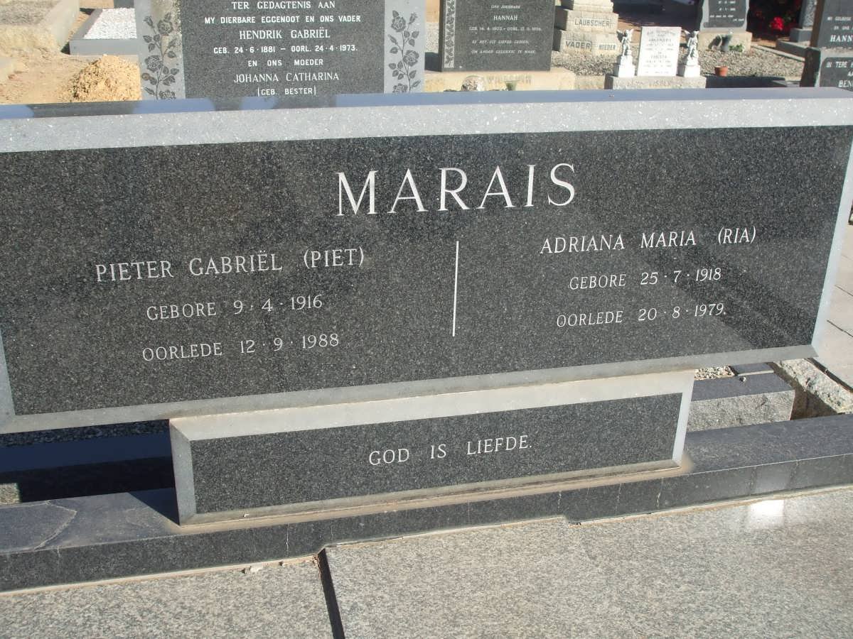 MARAIS Pieter Gabriel 1916-1988 &amp; Adriana Maria 1918-1979