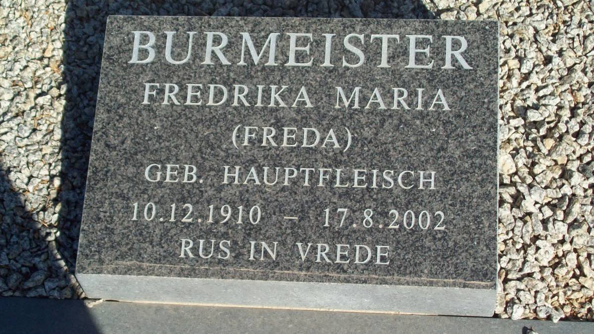 BURMEISTER Fredrika Maria nee HAUPTFLEISCH 1910-2002