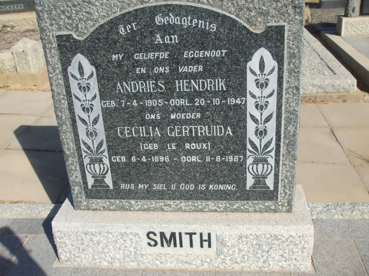 SMITH Andries Hendrik 1905-1947 &amp; Cecilia Gertruida LE ROUX 1896-1987