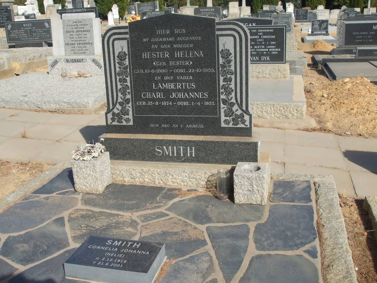 SMITH Lambertus Charl Johannes 1874-1957 &amp; Hester Helena BESTER 1880-1955 :: SMITH Cornelia Johanna 1919-2001