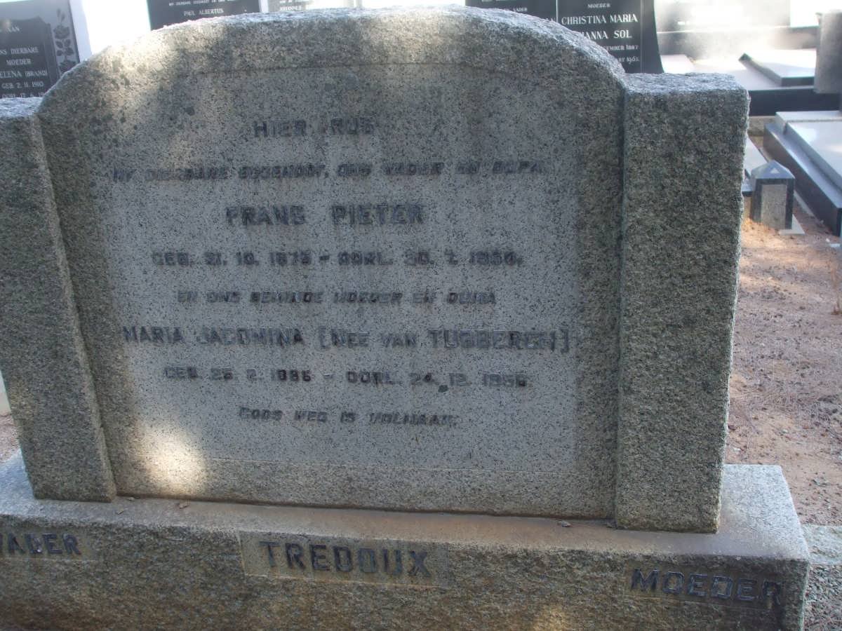 TREDOUX Frans Pieter 1873-1950 &amp; Maria Jacomina VAN TUBBERGH 1886-1956