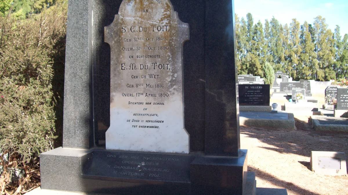 TOIT S.C., du 1805-1890 &amp; E.M. DE WET 1816-1890