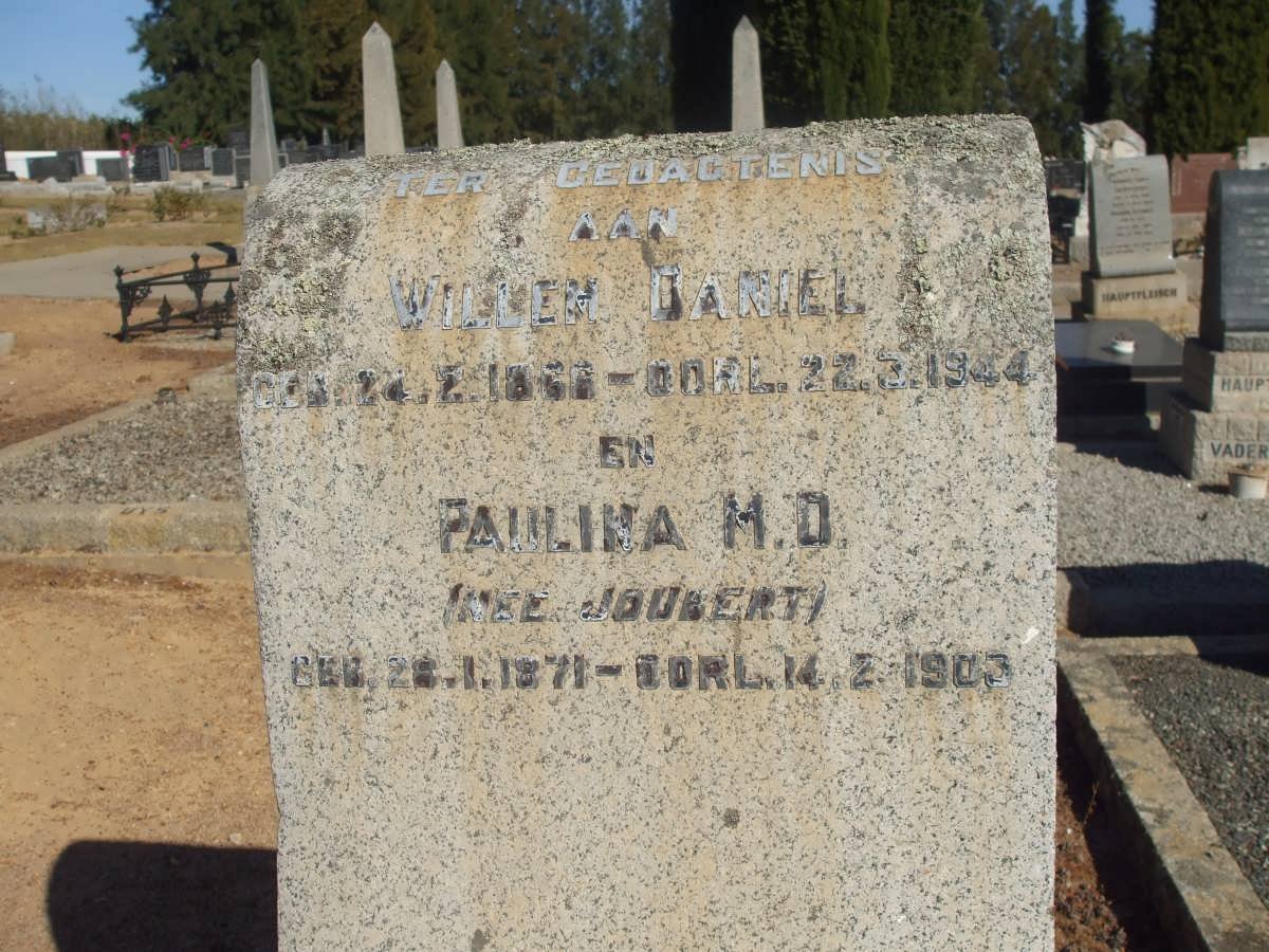 TOIT Willem Daniel, du 1866-1944 &amp; Paulina M.D. JOUBERT 1871-1903