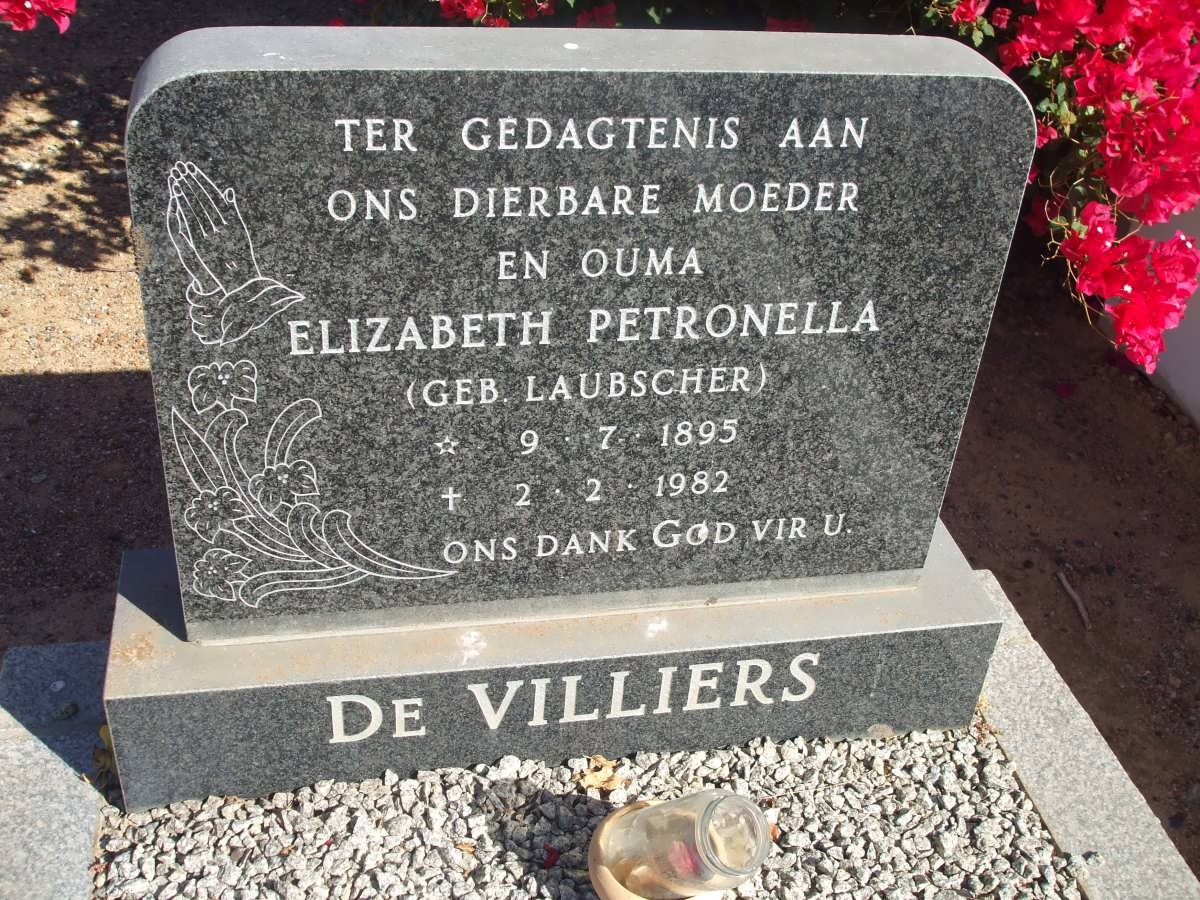 VILLIERS Elizabeth Petronella, de nee LAUBSCHER 1895-1982