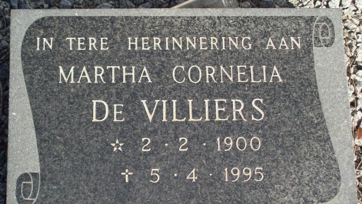 VILLIERS Martha Cornelia, de 1900-1995