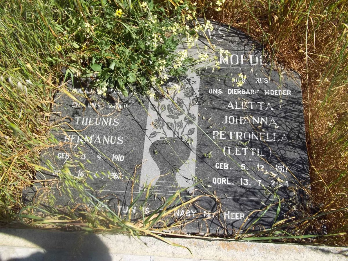 CARSTENS Theunis Hermanus 1910-1967 &amp; Aletta Johanna Petronella 1917-2014