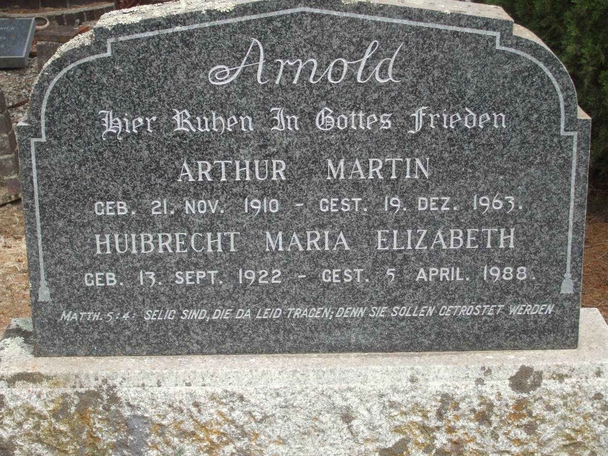 ARNOLD Arthur Martin 1910-1963 &amp; Huibrecht Maria Elizabeth 1922-1988