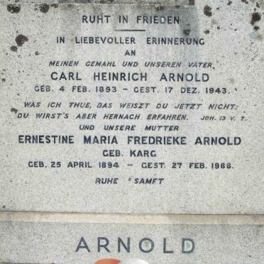 ARNOLD Carl Heinrich 1893-1943 &amp; Ernestine Maria Fredrieke KARG 1894-1988