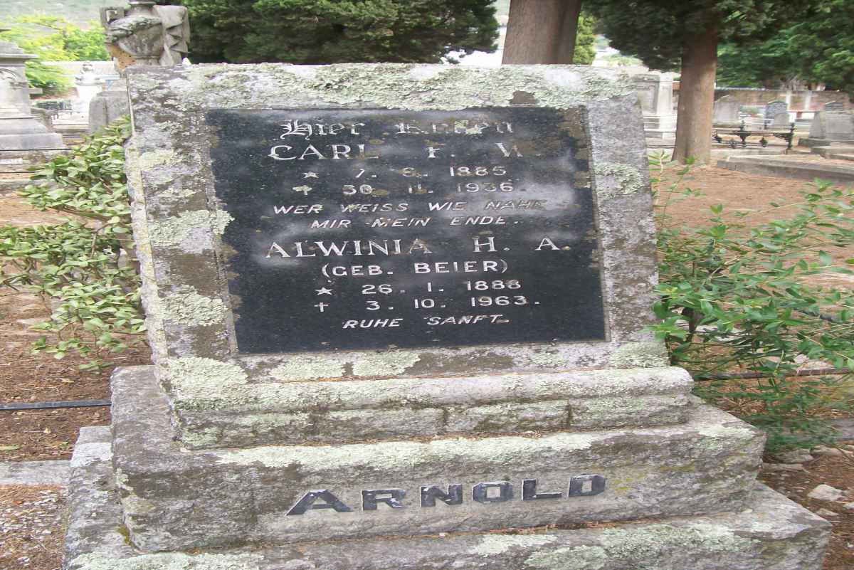 ARNOLD Carl F.W. 1885-1936 &amp; Alwinia H.A. BEIER 1888-1963