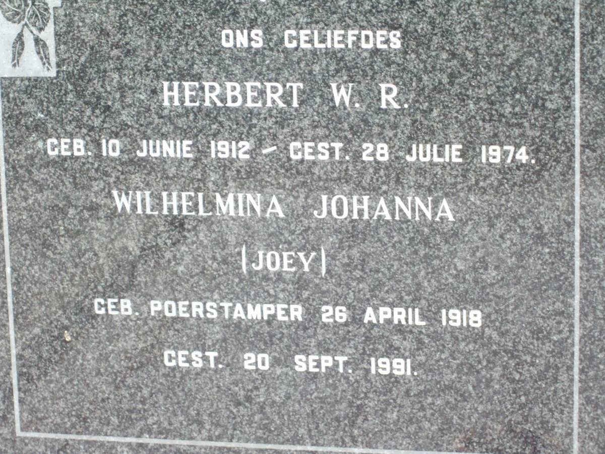 BOHLMANN Herbert W.R. 1912-1974 &amp; Wilhelmina Johanna POERSTAMPER 1918-1991