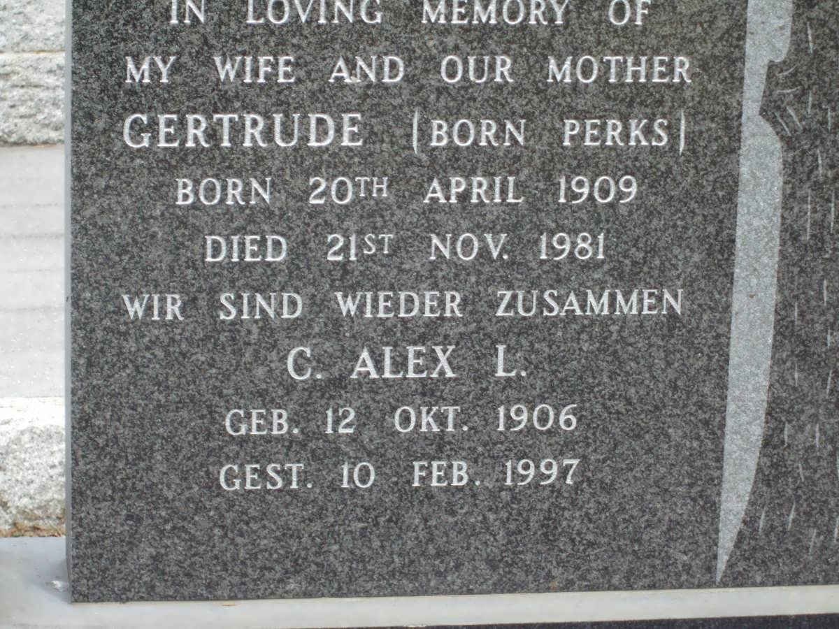 BOHLMANN C. Alex L. 1906-1997 &amp; Gertrude PERKS 1909-1981