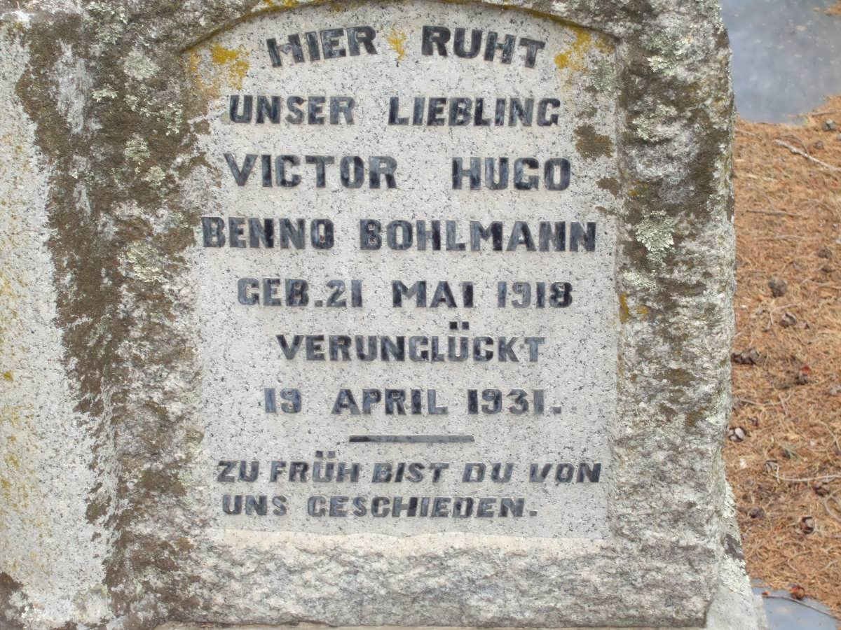 BOHLMANN Victor Hugo Benno 1918-1931