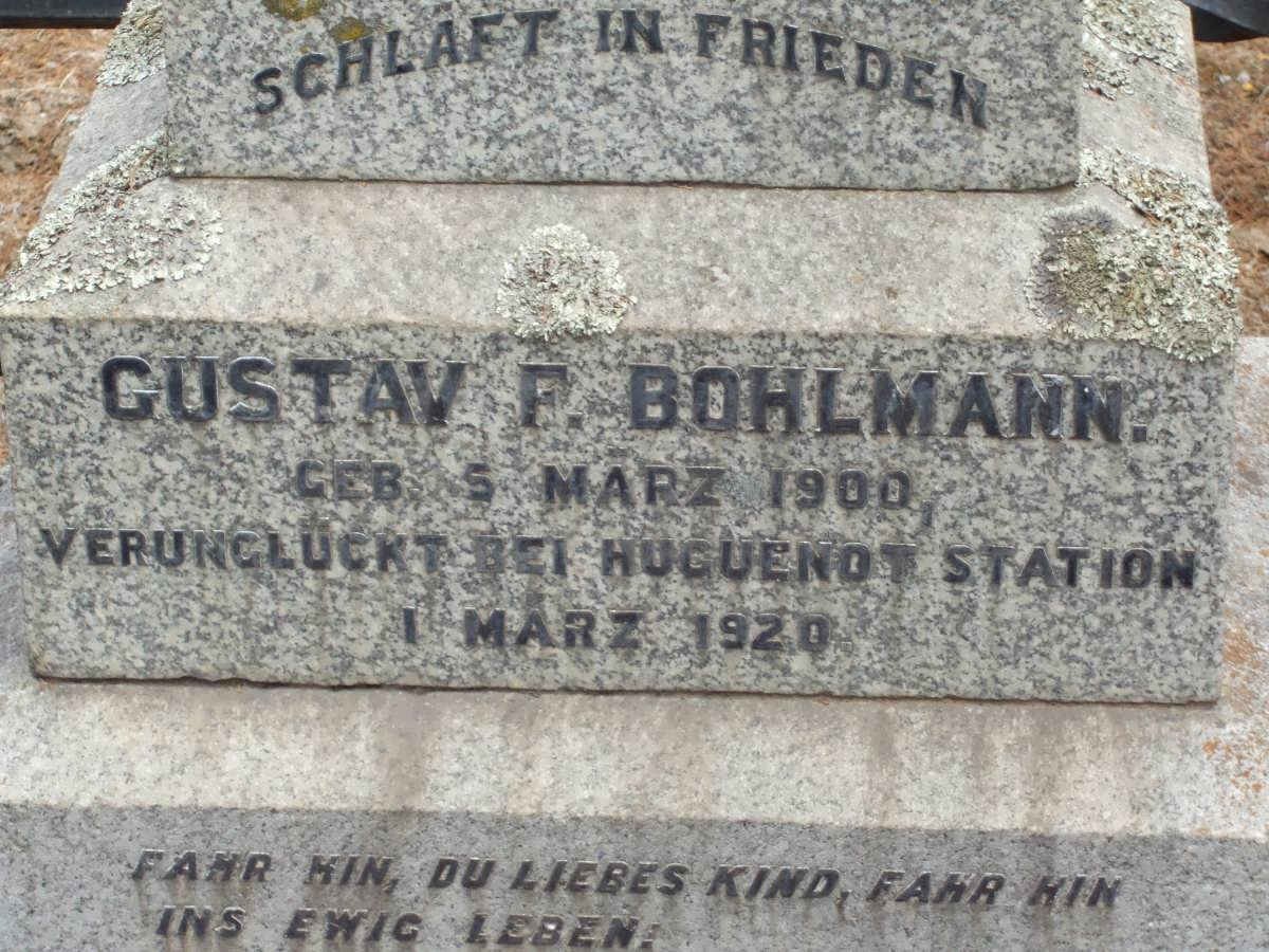 BOHLMANN Gustav F. 1900-1920