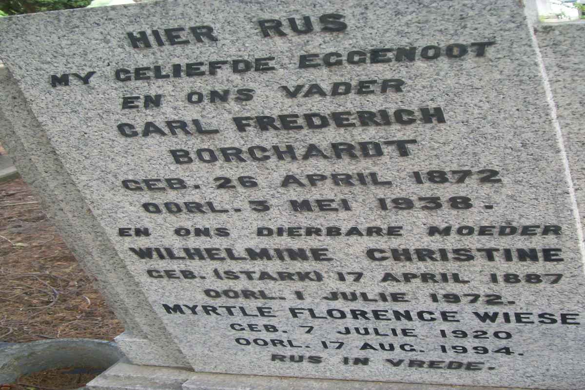BORCHARDT Carl Frederich 1872-1938 &amp; Wilhelmine Christine STARK 1887-1972 :: WIESE Myrtle Florence 1920-1994