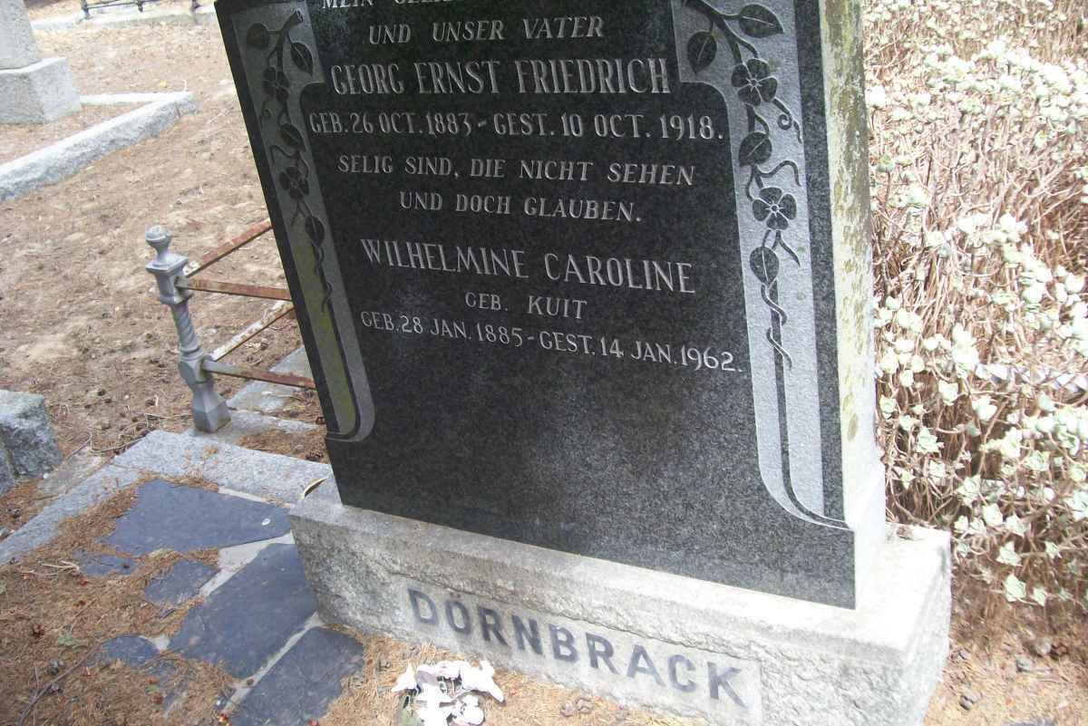 DORNBRACK Georg Ernst Friedrich 1883-1918 &amp; WIlhelmine Caroline KUIT 1885-1962