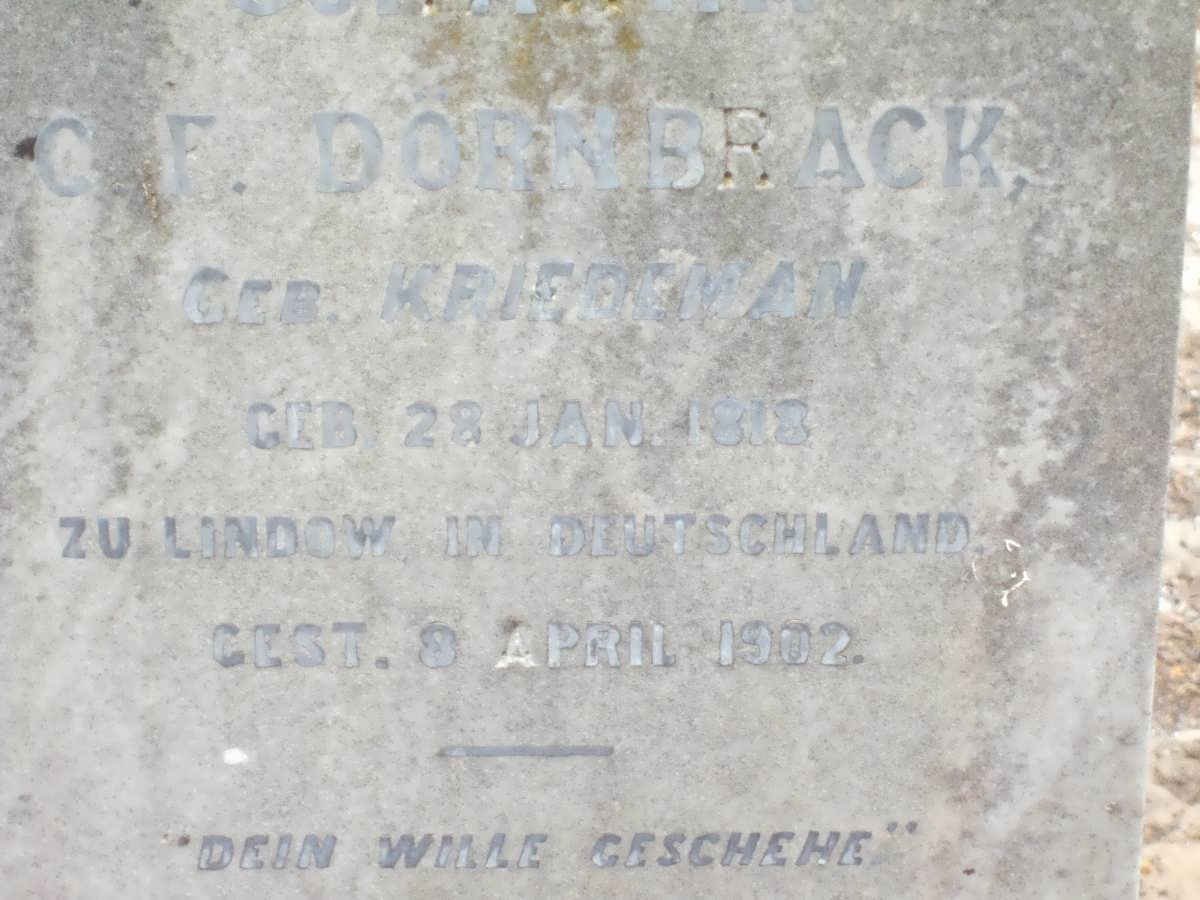 DORNBRACK C.F. nee KRIEDEMAN 1818-1902
