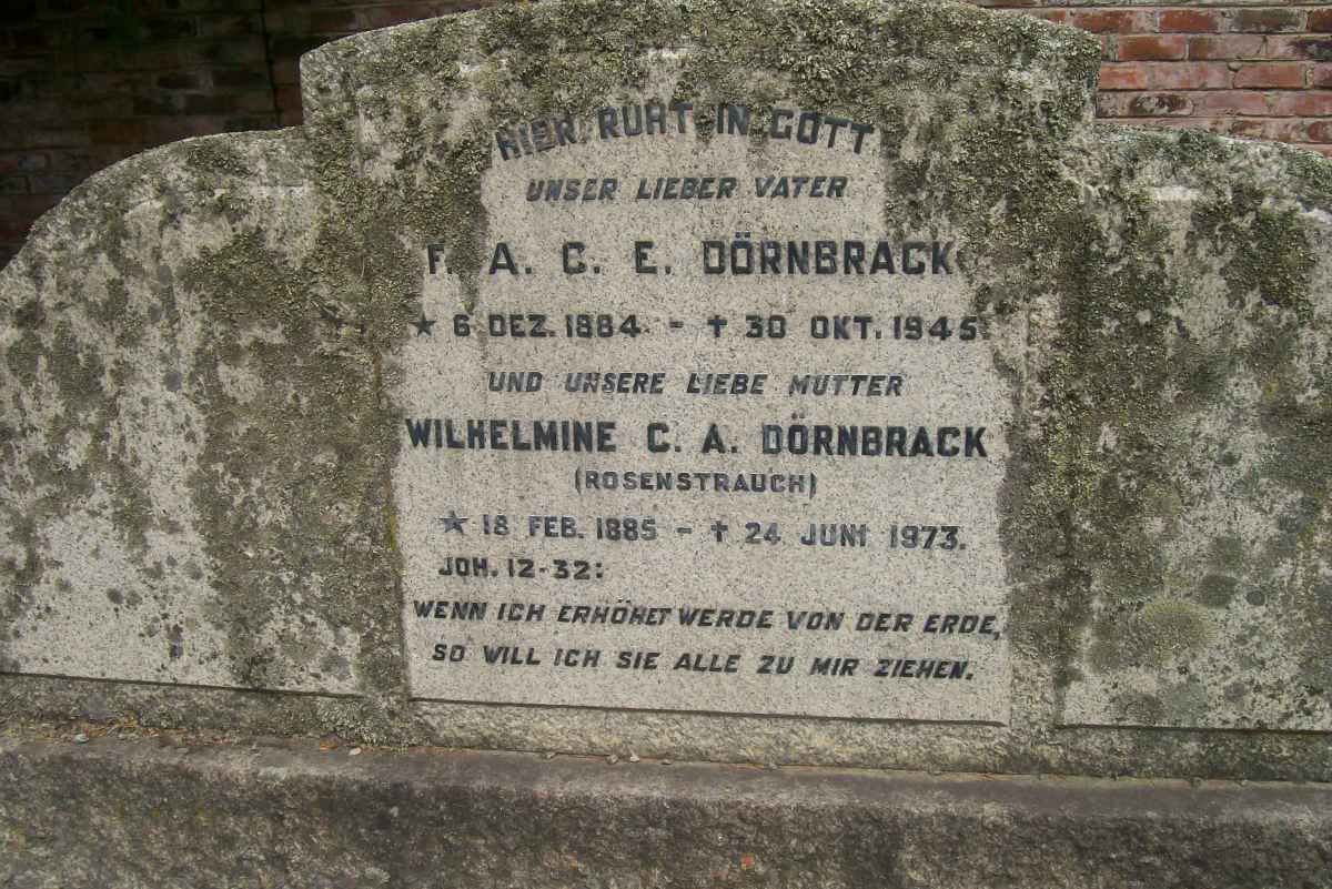 DORNBRACK F.A.C.E. 1884-1945 &amp; Wilhelmine C.A. ROSENSTRAUCH 1885-1973